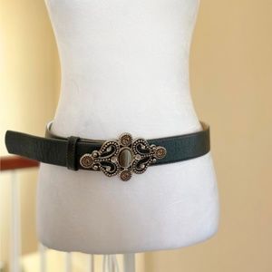 Leather Rock Women's Grey Belt with Buckle  Size M 34 Genuine Leather